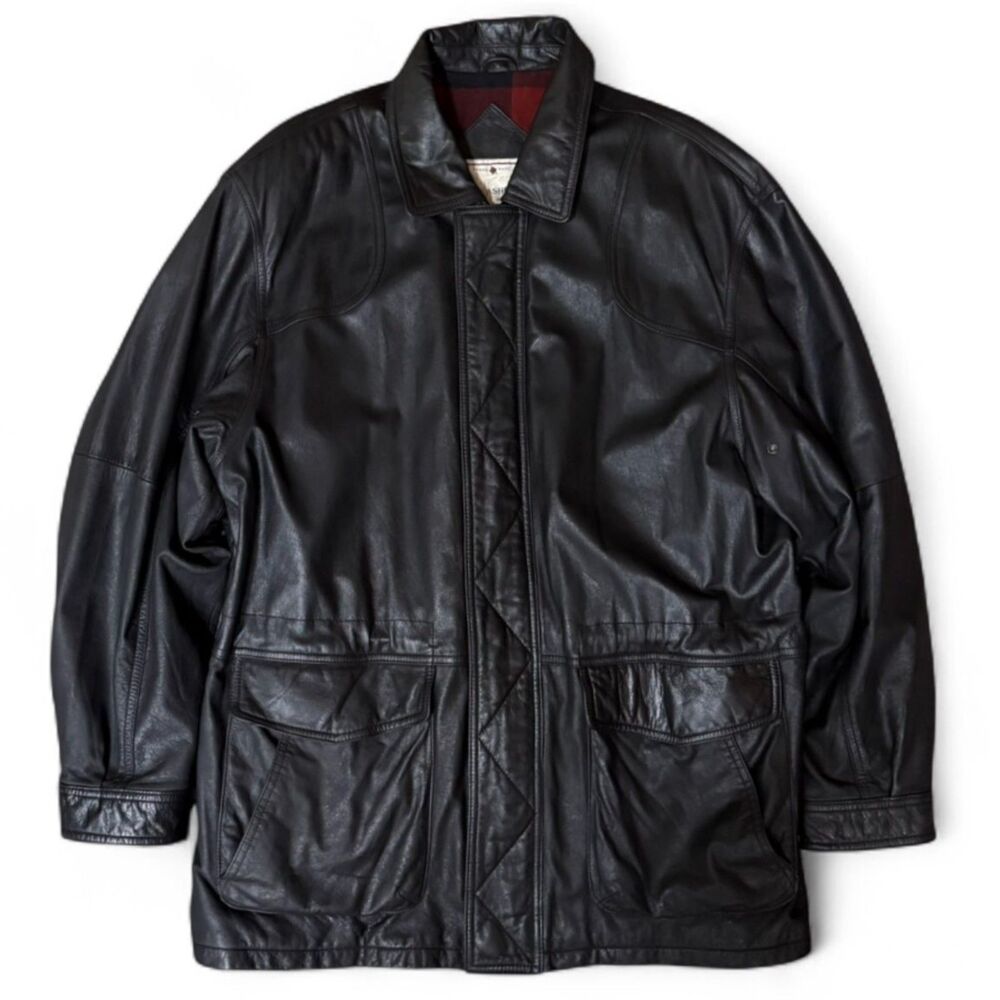 John Ashford 90s VTG Soft Black Leather Jacket, Lived-In, Relaxed Fit Men's L